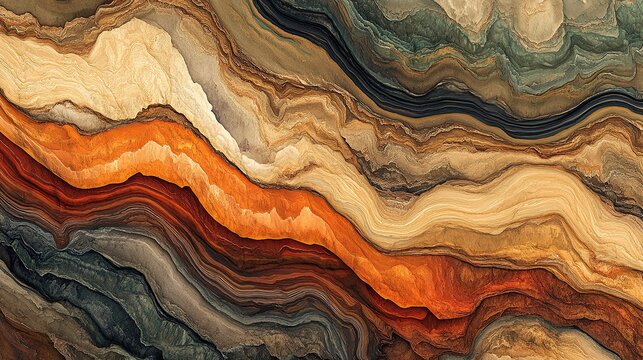 Elegant sedimentary layers background featuring smooth transitions between strata in muted colors with realistic geological detailing for a captivating image