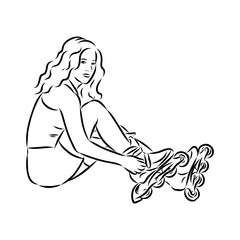 skate in line roller skater young sports recreation vector illustration