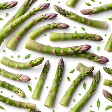 Fresh asparagus on white background, top view. 
