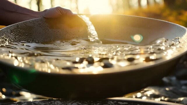 Gold Nugget Discovery in Panning Basin