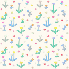 Floral seamless pattern . Pastel color wallpaper . Emboss style . Minimal  , sweet.  little flower.