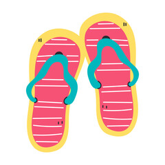 Beach flip flops vector isolated illustration.