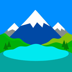 Vector Design Serene Mountain Lake with Turquoise Waters