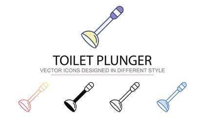 Toilet Plunger icon design with white background stock illustration