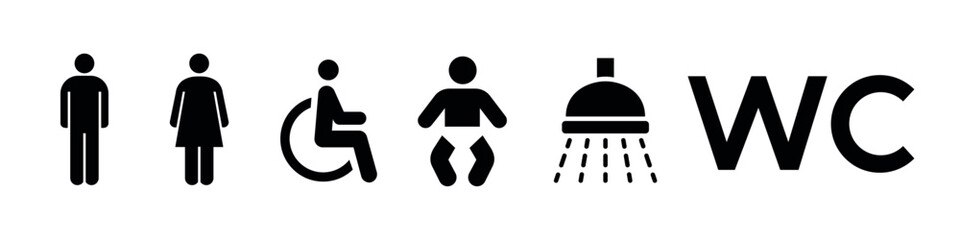 WC signs. Toilet icon set.