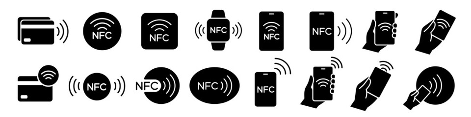 Nfc icon set. Nfc payment.