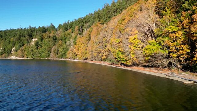 Aerial View of Cama Beach Historical State Park in Autumn, Camano Island, Washington