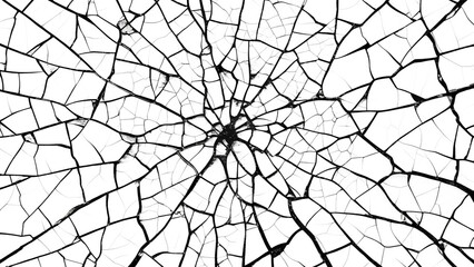 Obraz premium Cracked pattern, black and white isolated on transparent background