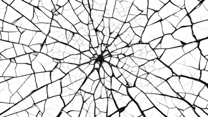 Cracked pattern, black and white isolated on transparent background