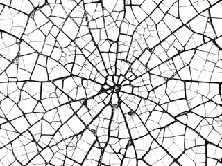 Cracked pattern, black and white isolated on transparent background