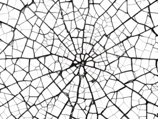 Cracked pattern, black and white isolated on transparent background
