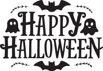 Happy Halloween Silhouette Vector Art Illustration