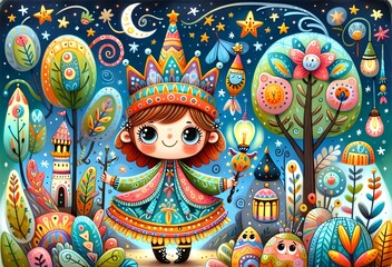 Obraz premium Mundos de Ensueño: Aventuras de Estrellas y Magia