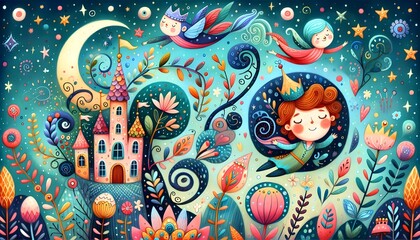 Fototapeta premium Mundos de Ensueño: Aventuras de Estrellas y Magia