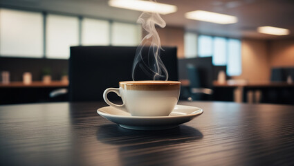 Fototapeta premium White cup of coffee on a table