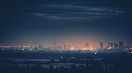 Fototapeta premium Cityscape at Night: A View of the Urban Skyline