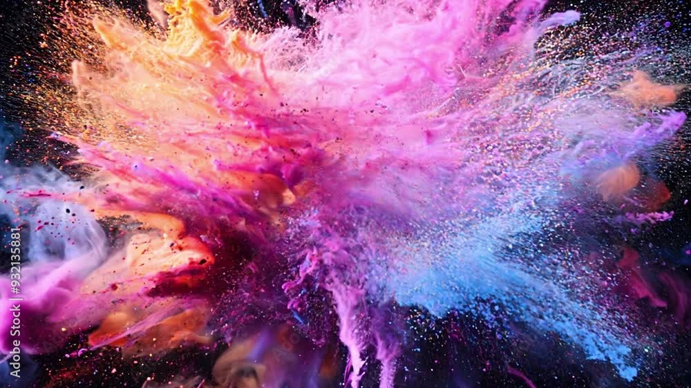Poster a stunning burst of colorful powder fills the air, creating abstract patterns in a striking contrast