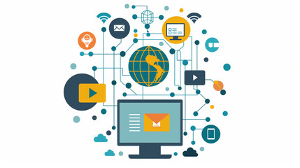 Fototapeta premium Minimalist Content Delivery Network CDN Cloud Infrastructure Icon Design