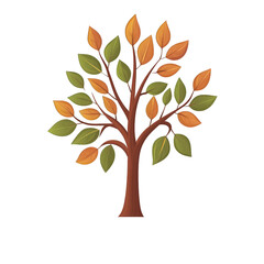 Obraz premium A vibrant tree design featuring colorful autumn leaves, symbolizing change and the beauty of nature's seasons. transparent background