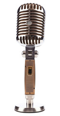 Fototapeta premium PNG Retro microphone white background technology equipment.