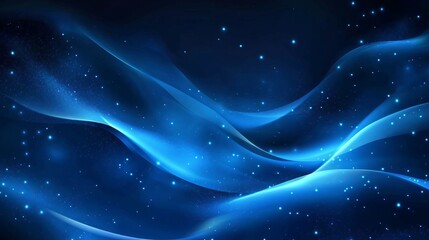 Abstract Blue Waves with Glowing Particles