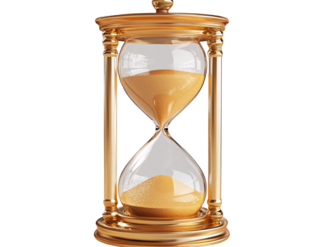 a gold hourglass with sand