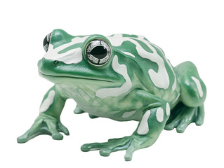 a green and white frog