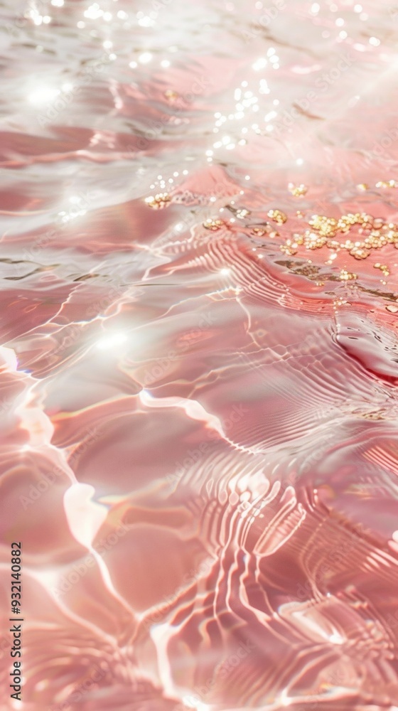 Poster delicate pink water ripples gracefully shimmer under the sunlight, creating reflections and sparkles