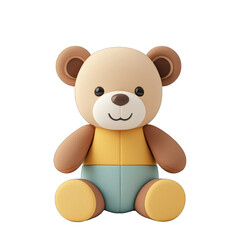 Cute and colorful teddy bear toy, perfect for children's rooms or as a gift for a baby shower, adding joy to any space. transparent background