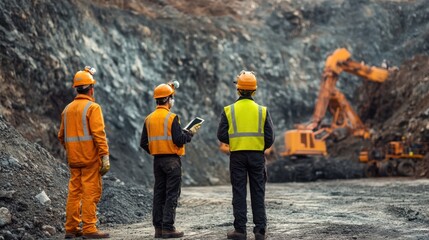Mine safety environment demonstrating rigorous adherence to safety practices with workers using protective equipment and safety barriers in place