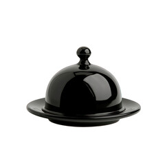 Obraz premium Elegant black serving cloche with a glossy finish, perfect for showcasing gourmet dishes and fine dining. transparent background