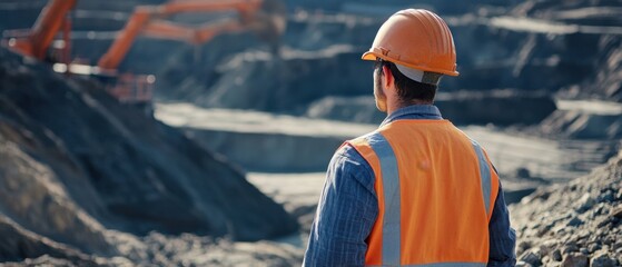 Mining site safety overview with emphasis on helmets protective clothing and clear safety protocols in an active excavation setting
