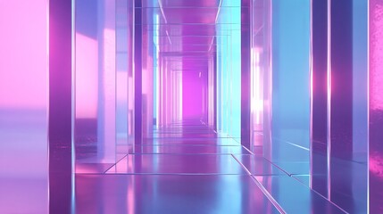 Neon Corridor of Infinite Reflections