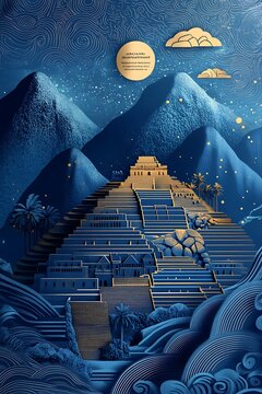 Full Moon Night And Pyramid