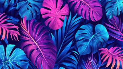 Tropical Leaves in Neon Colors