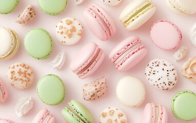 Fototapeta premium Colorful Almond Cookies On Dessert