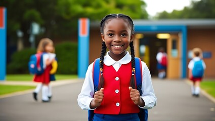 Young girl getting ready for returning to school