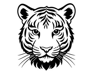 Fototapeta premium Drawing of a cute tiger, for coloring for example.
