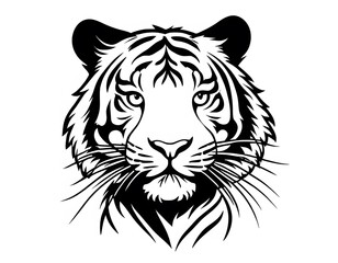 Fototapeta premium Drawing of a cute tiger, for coloring for example.