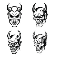 Skull in vintage stule