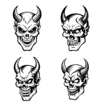 Skull in vintage stule