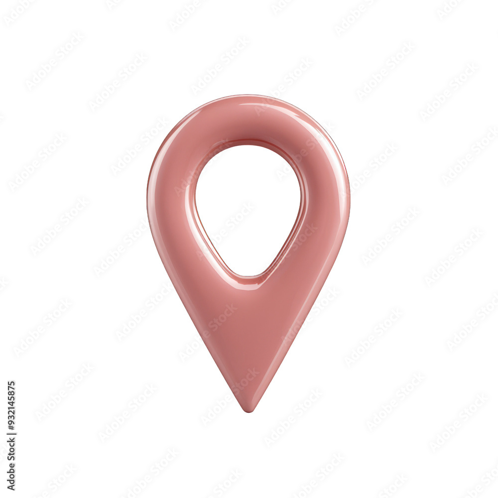 Poster stylish geometric location pin icon in a soft pink hue, perfect for digital mapping and navigation t