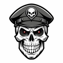 Design a Powerful, Menacing Skull in a Tactical Beret Bold Black-and-White Illustration with Military Vibe art vector illustration