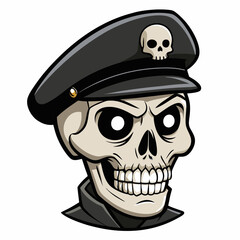 Design a Powerful, Menacing Skull in a Tactical Beret Bold Black-and-White Illustration with Military Vibe art vector illustration