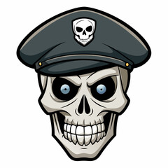 Design a Powerful, Menacing Skull in a Tactical Beret Bold Black-and-White Illustration with Military Vibe art vector illustration