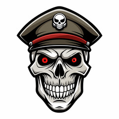 Design a Powerful, Menacing Skull in a Tactical Beret Bold Black-and-White Illustration with Military Vibe art vector illustration