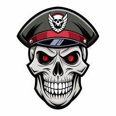 Design a Powerful, Menacing Skull in a Tactical Beret Bold Black-and-White Illustration with Military Vibe art vector illustration