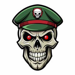 Design a Powerful, Menacing Skull in a Tactical Beret Bold Black-and-White Illustration with Military Vibe art vector illustration