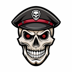 Design a Powerful, Menacing Skull in a Tactical Beret Bold Black-and-White Illustration with Military Vibe art vector illustration