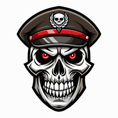 Design a Powerful, Menacing Skull in a Tactical Beret Bold Black-and-White Illustration with Military Vibe art vector illustration